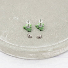 Load image into Gallery viewer, Green Pearly Christmas tree studs