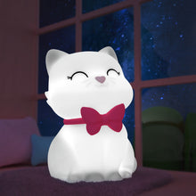Load image into Gallery viewer, DHINK | MEDIUM COLOUR CHANGING LED NIGHT LIGHT | WHITE CAT WITH FUSCHIA PINK COLLAR