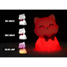 Load image into Gallery viewer, DHINK | MEDIUM COLOUR CHANGING LED NIGHT LIGHT | WHITE CAT WITH FUSCHIA PINK COLLAR