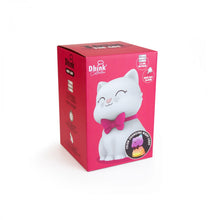Load image into Gallery viewer, DHINK | MEDIUM COLOUR CHANGING LED NIGHT LIGHT | WHITE CAT WITH FUSCHIA PINK COLLAR