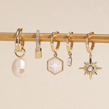 Load image into Gallery viewer, Pearl Drop Sparkle Huggie Hoop Earrings