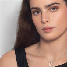 Load image into Gallery viewer, model wearing Bau Silver Plated Short Pendant | RAS Jewellery | ORA Gallery Sheffield