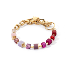 Load image into Gallery viewer, Bracelet Cube Fusion Charm gold-red