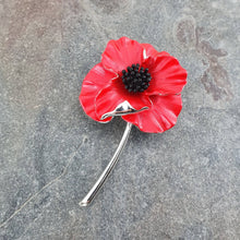 Load image into Gallery viewer, Poppy Red Flower Brooch