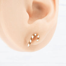 Load image into Gallery viewer, Gold glitter candy cane Christmas studs