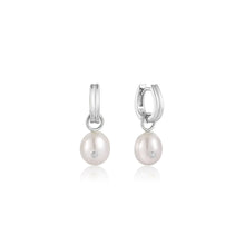 Load image into Gallery viewer, Pearl Drop Sparkle Huggie Hoop Earrings