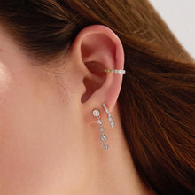 Load image into Gallery viewer, Silver Trio-Drop Huggie Hoop Earrings