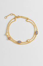 Load image into Gallery viewer, EB EDIT Multi Gemstone Double Chain Bracelet- Gold Plated