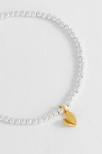Load image into Gallery viewer, Sienna Beaded Folded Heart Charm Bracelet