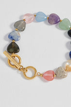 Load image into Gallery viewer, EB edit Multi-Gemstone Heart T-Bar Bracelet