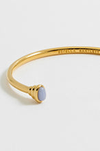 Load image into Gallery viewer, EB EDIT Blue Quartz Cabochon Open Bangle Waterproof PVD Gold Plated | Blue Quartz