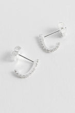 Load image into Gallery viewer, J Pave Huggie Earring Silver Plated