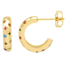 Load image into Gallery viewer, Multicolour Chubby Celestial Hoop - Gold Plated