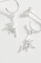 Load image into Gallery viewer, Half Star Hoop Earrings Silver Plated