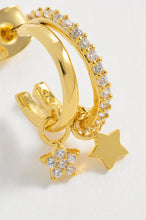 Load image into Gallery viewer, Duo Pave Star Hoops - Gold Plated