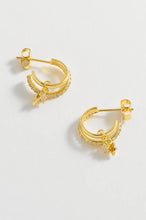 Load image into Gallery viewer, Duo Pave Star Hoops - Gold Plated