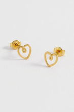 Load image into Gallery viewer, Doodle Heart Wire Stud Earrings - Gold plated