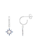 Load image into Gallery viewer, Mixed CZ North Star Hoop Earrings