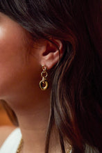 Load image into Gallery viewer, EB EDIT WATERPROOF PVD COATED Tigers Eye Graduated Round Link Drop Earrings