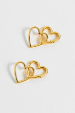 Load image into Gallery viewer, Double Heart Hoop Earrings