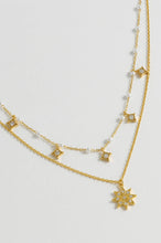 Load image into Gallery viewer, EB EDIT Pearl and Star Double Chain Necklace - Gold Plated