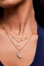 Load image into Gallery viewer, EB EDIT Pearl and Star Double Chain Necklace - Gold Plated