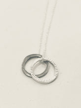 Load image into Gallery viewer, Adele Taylor Two-small Circles Pendant Necklace-Sterling Silver & Oxidised Silver, Handmade in Sheffield