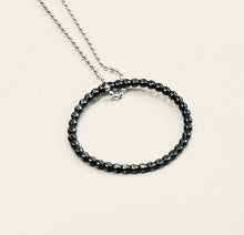 Load image into Gallery viewer, Adele Taylor Two-Circles Pendant Necklace-Sterling Silver & Oxidised Silver, Handmade in Sheffield