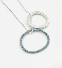 Load image into Gallery viewer, Adele Taylor Two-Circles Pendant Necklace-Sterling Silver & Oxidised Silver, Handmade in Sheffield