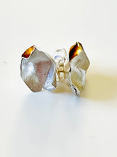 Load image into Gallery viewer, “Handmade silver hook earrings with textured gold-plated detail by Jennie Gill”