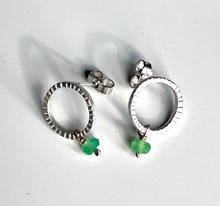Load image into Gallery viewer, Adele Taylor Textured Silver Earrings with Green Agate – Handmade in Sheffield