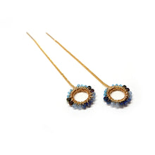 Load image into Gallery viewer, AM round green, gold plated earrings