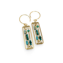 Load image into Gallery viewer, AM  Square Lapis, gold plated earrings