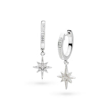 Load image into Gallery viewer, Kit Heath Celeste North Star CZ Hinged Hoop Drop Earrings