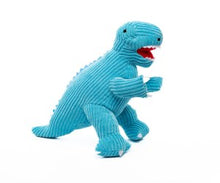 Load image into Gallery viewer, ICE BLUE CORDUROY T-REX DINOSAUR SOFT TOY