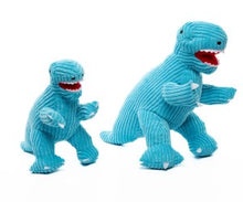 Load image into Gallery viewer, ICE BLUE CORDUROY T-REX DINOSAUR SOFT TOY