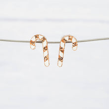 Load image into Gallery viewer, Gold glitter candy cane Christmas studs