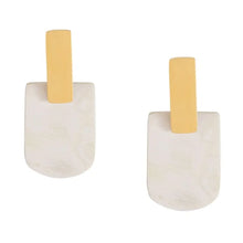 Load image into Gallery viewer, Horn & Gold Plate Oblong Shaped Drop Earrings