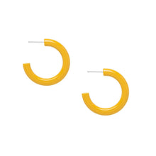 Load image into Gallery viewer, Rounded Mustard Yellow horn hoop earring