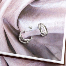 Load image into Gallery viewer, Serenity Grande Cross Over Semi Hoop Stud Earrings