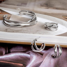 Load image into Gallery viewer, Serenity Grande Cross Over Semi Hoop Stud Earrings