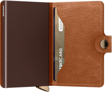 Load image into Gallery viewer, MEl Premium Miniwallet Emboss Lines - Cognac