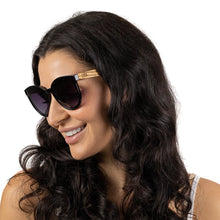 Load image into Gallery viewer, BELLA SUNGLASSES- MIDNIGHT l Black Gradient Lens l Walnut Arms