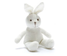 Load image into Gallery viewer, KNITTED ORGANIC COTTON White Bunny Baby Rattle