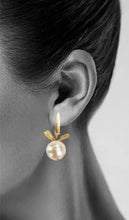 Load image into Gallery viewer, Bronze Dragonfly Large Pearl Hook Earrings