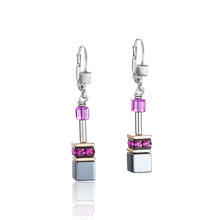 Load image into Gallery viewer, GeoCUBE® Earrings  blue-brown-lilac