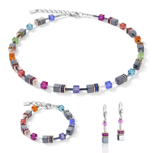 Load image into Gallery viewer, GeoCUBE® Earrings  blue-brown-lilac