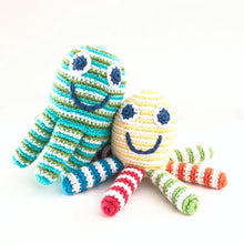 Load image into Gallery viewer, FAIR TRADE CROCHET COTTON OCTOPUS BABY TOY RATTLE