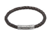 Load image into Gallery viewer, Leather Bracelet with Gunmetal Plated matt Steel Clasp B370
