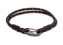 Load image into Gallery viewer, Leather Bracelet with Black IP plated Steel Shrimp Clasp  B86
